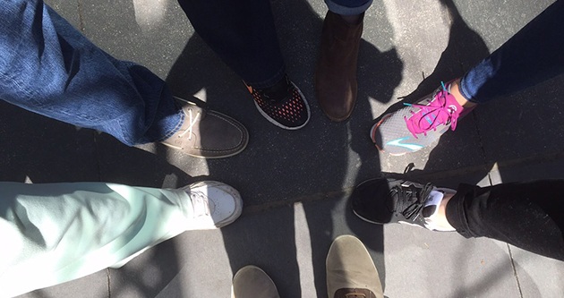 Team shot of their footwear.